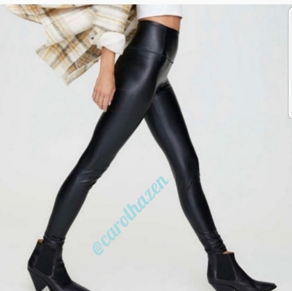 Leggings Faux Leather Velvet Lined Leggings - Picture 8 of 9